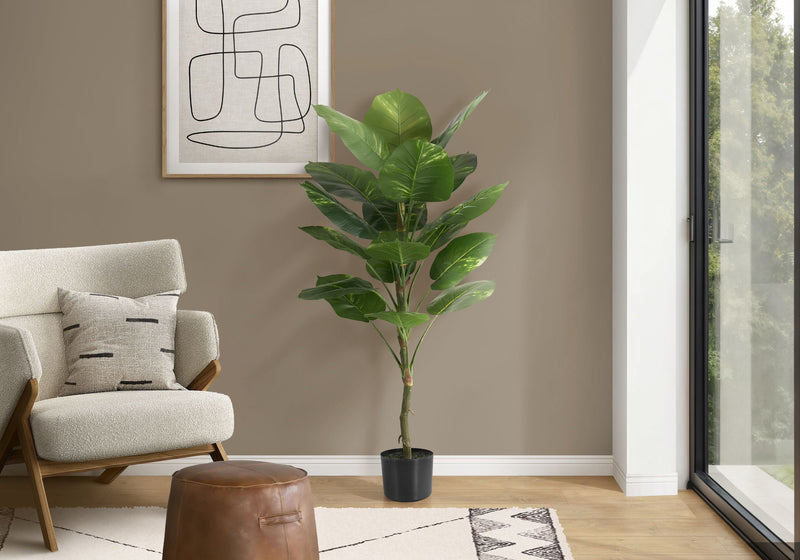 54" Tall, Artificial Plant, Dieffenbachia Tree, Indoor, Faux, Fake, Floor, Greenery, Potted, Real Touch, Decorative - Green / Black