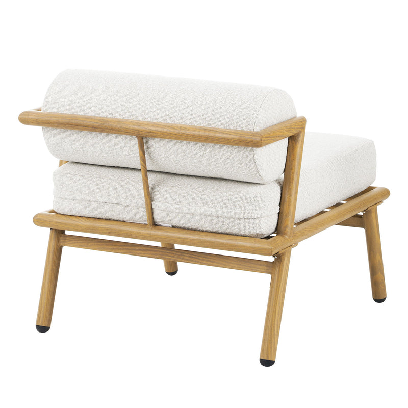 La Fiora - Outdoor Patio Iron Club Chair (Set of 2) - Off White / Teak