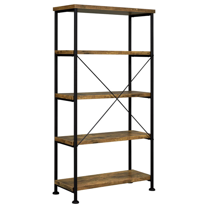 Avon - 2 Piece Computer Desk And Bookcase With 3 Drawers - Rustic Brown