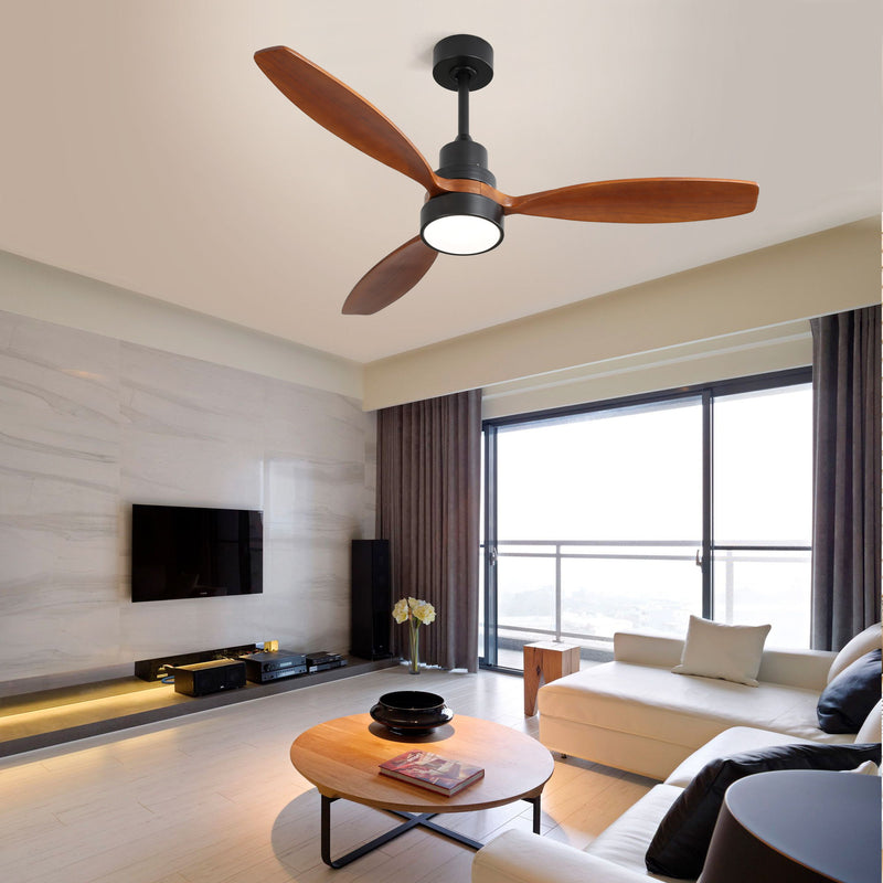 Ceiling Fan With Reversible DC Motor, LED Light, Solid Blades, Remote Control