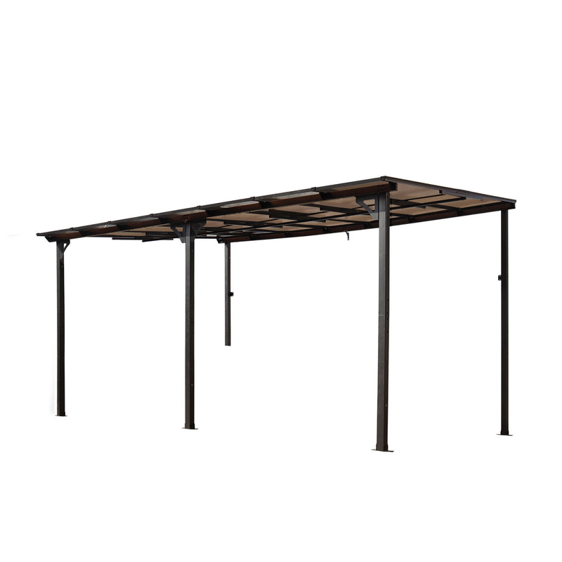 Wall Mounted Outdoor Pergola Gazebo, Heavy Duty Metal Awning With Roof