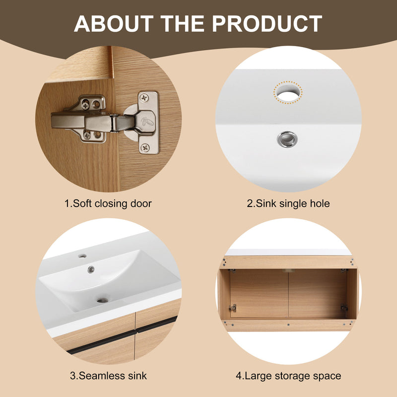 Bathroom Vanity Set With Resin Countertop Sink, 2 Doors