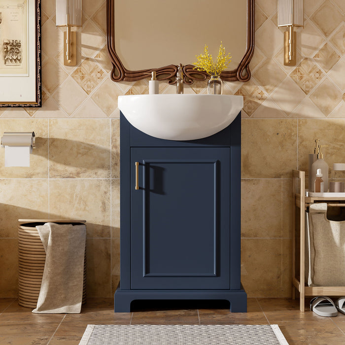 20" Bathroom Vanity With Bulged Sink, Freestanding Single Vanity Set, Soft Close Door