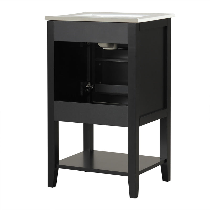 Modern Bathroom Vanity With Sink, Soft-Closing Door And Open Shelf
