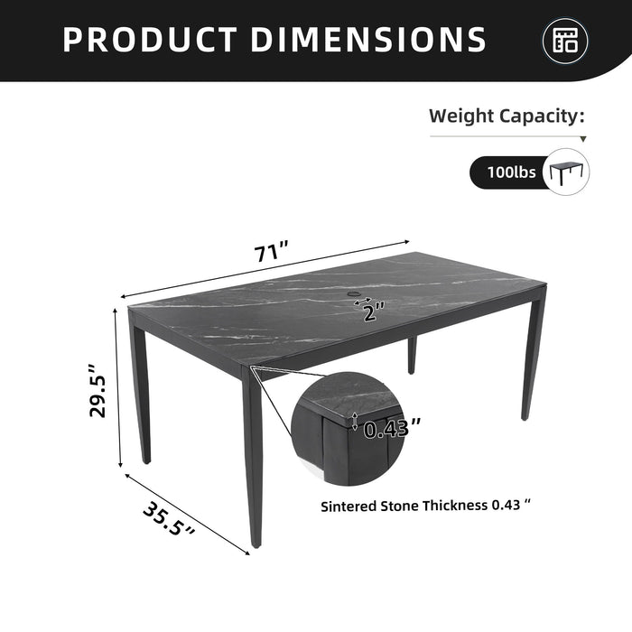 Outdoor Modern Patio Dining Table, Post Tapered Legs, Weatherproof & Rust Free