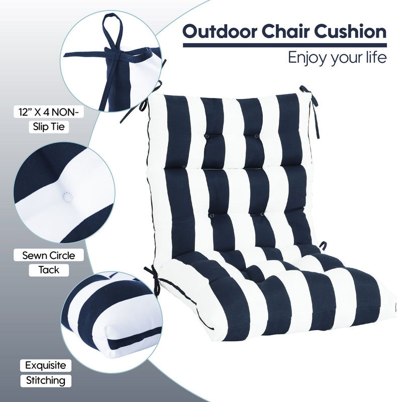 2 Piece High Back Patio Chair Cushion Set, Tufted Adirondack And Rocking Chair Cushions