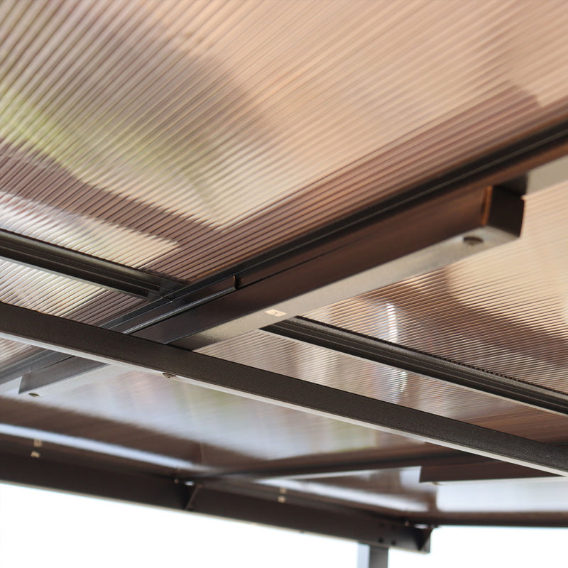 Wall Mounted Outdoor Pergola Gazebo, Heavy Duty Metal Awning With Roof