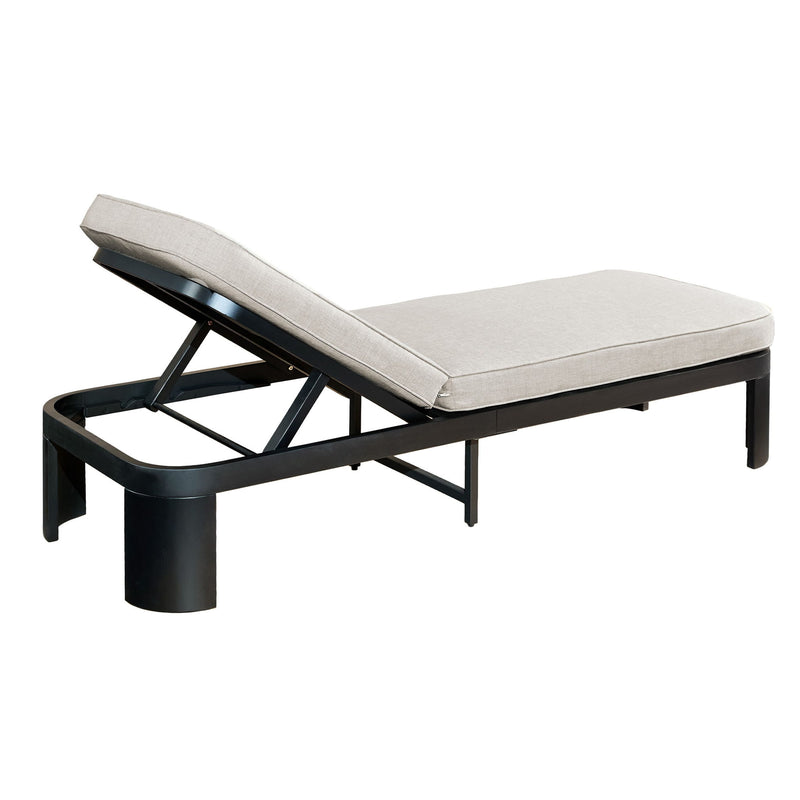Outdoor Chaise Lounge With Cushion, 5 Position Adjustable Backrest