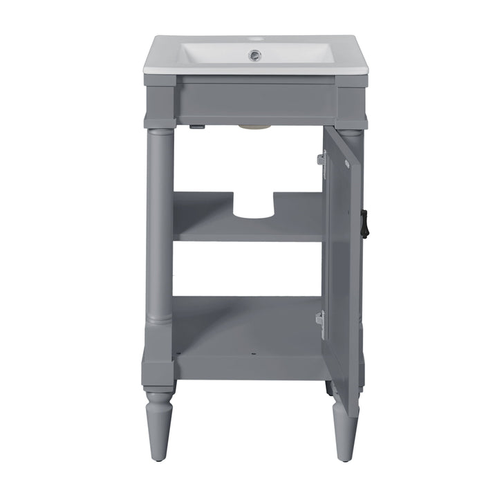 Bathroom Vanity With Sink, Storage Cabinet With Door, Drop In Sink, Compact Freestanding Design