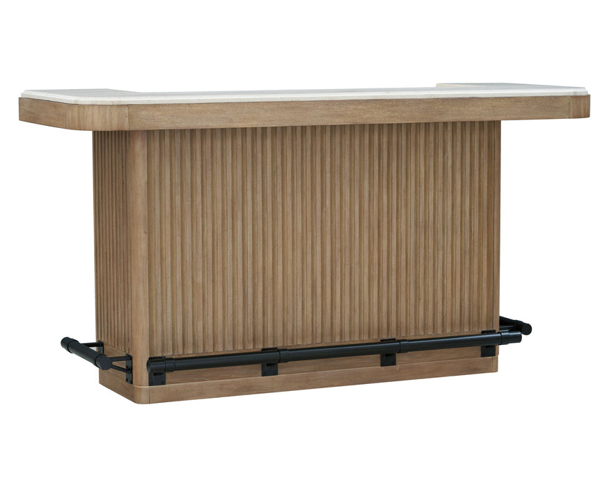 Escape - Dining Bar With 2 Upholstered Swivel Barstools - Glazed Natural Oak / Black Metal Trim
