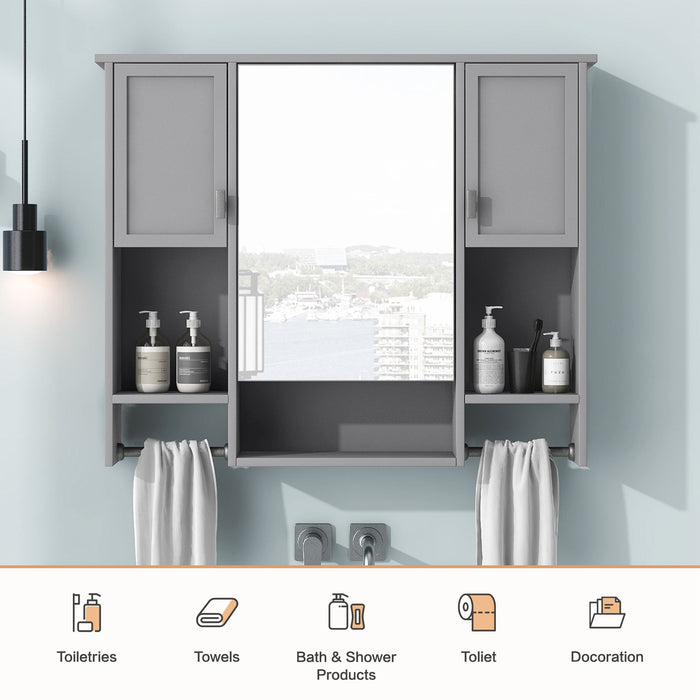 Wall Mounted Bathroom Storage Cabinet With Mirror, Medicine Cabinet With Towel Bar