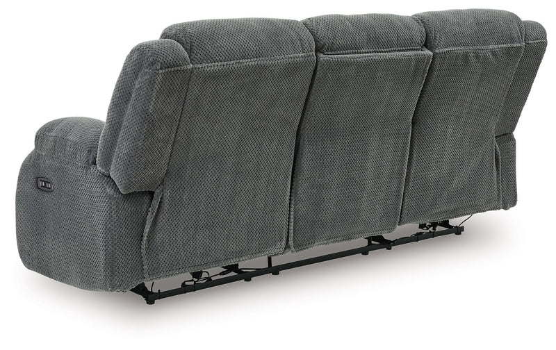 Observation - Reclining Power Sofa With Drop Down Table - Steel