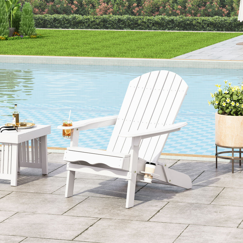Zenithia - Outdoor Foldable Adirondack Chair With 2 Cup Holders