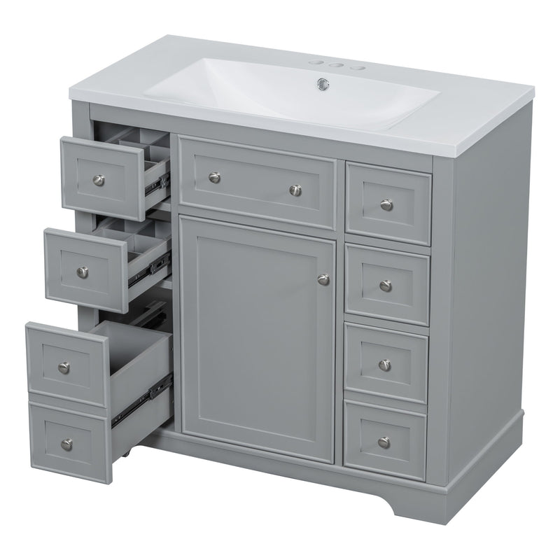 Modern Bathroom Vanity With Sink Combo, 6 Drawers And 1 Cabinet