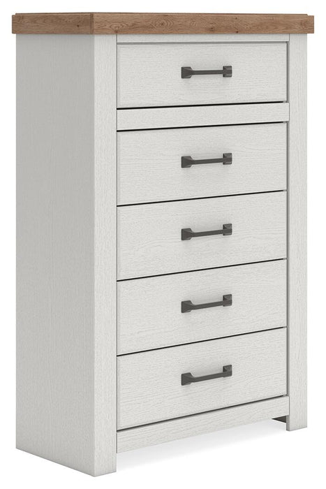 Savonport - Five Drawer Chest - White / Brown