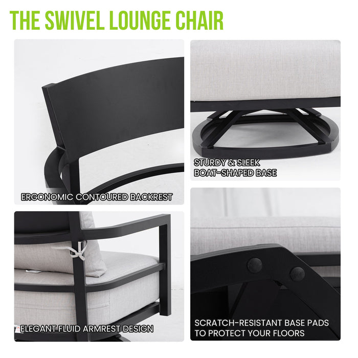 6 Piece Outdoor Conversation Set With Swivel Chairs - Ember Black