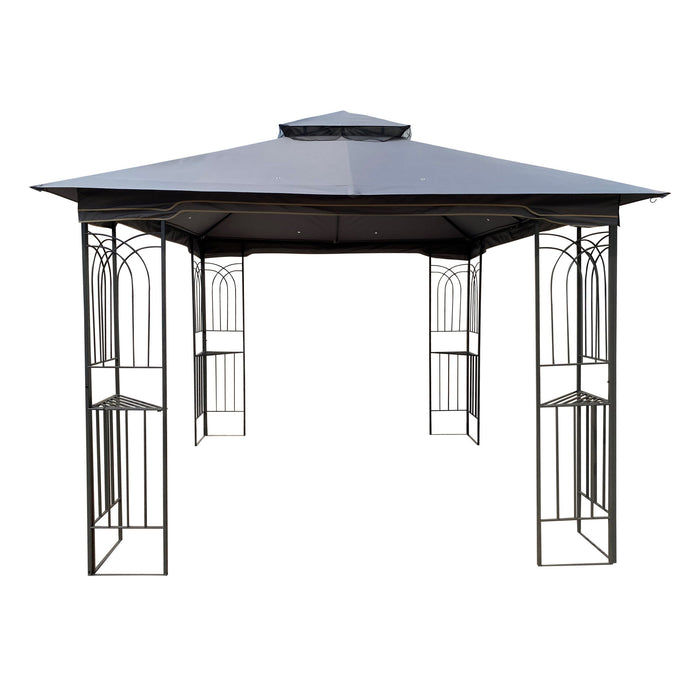 Patio Gazebo Tent With Ventilated Double Roof And Mosquito Net