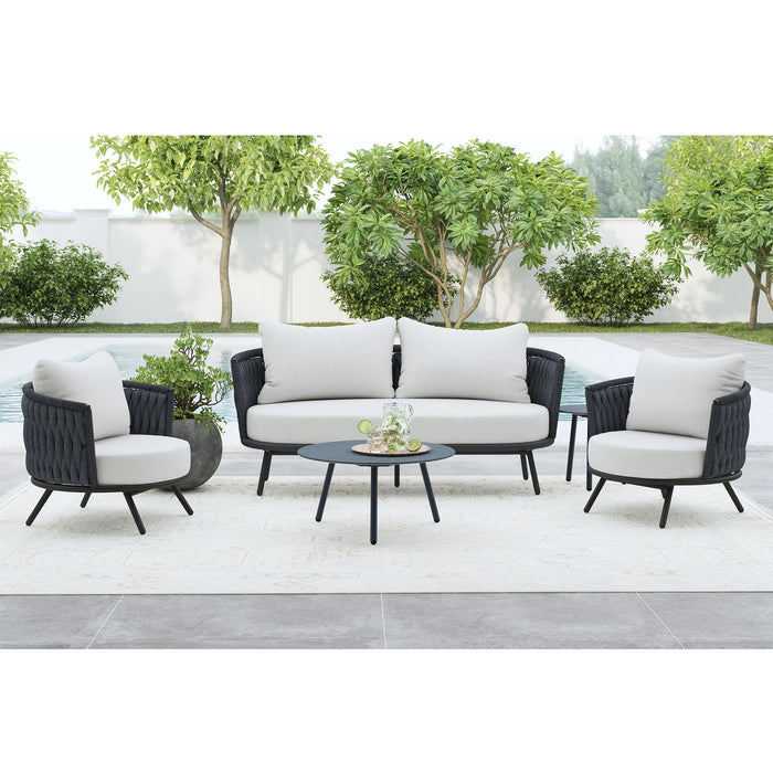 Bali Loveseat with Olefin Grey in Dark Grey
