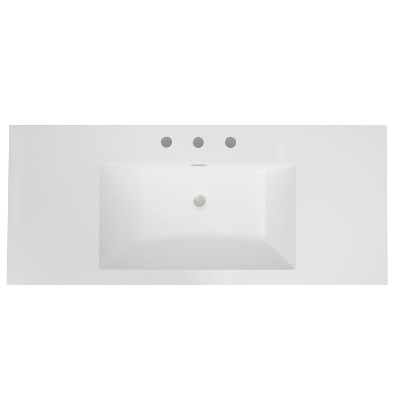 Vanity Top With 3 Faucet Holes, Rectangular Basin For Bathroom - White