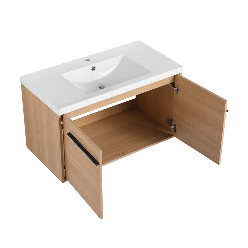 Bathroom Vanity Set With Resin Countertop Sink, 2 Doors