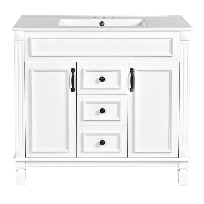 Bathroom Vanity With Top Sink, Basin On Cabinet With 2 Soft Closing Doors And 2 Drawers