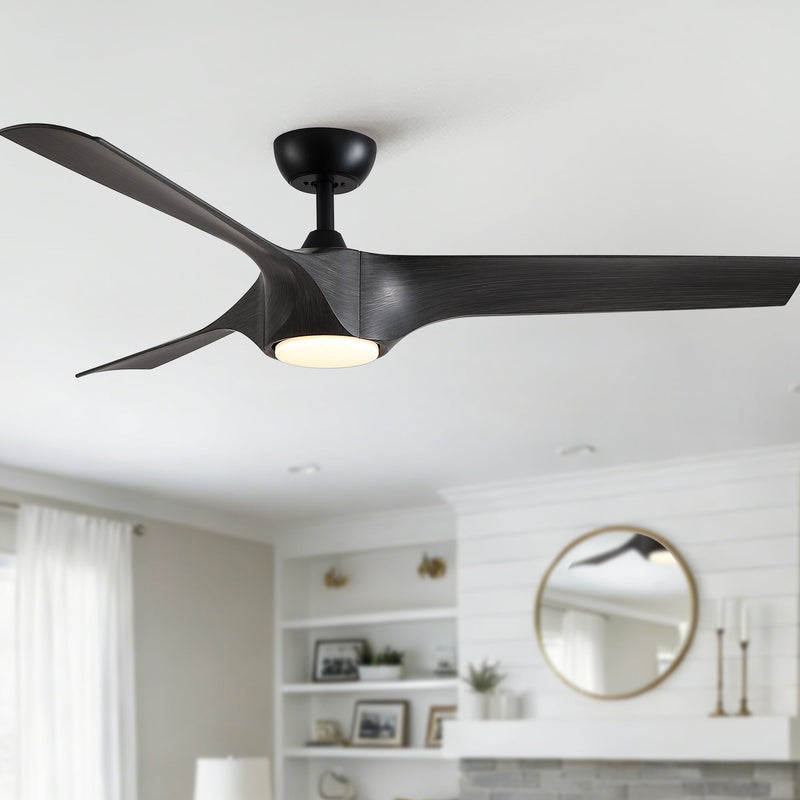 Reversible Quiet Motor Ceiling Fan Light With ABS Blades - Black / Gray
