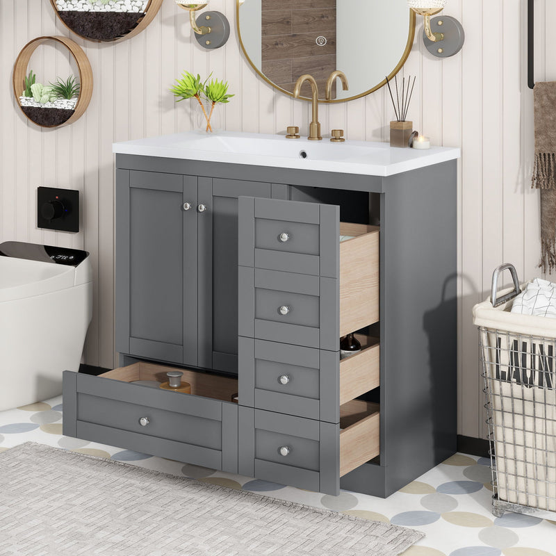 Shaker Free Standing Bathroom Vanity Cabinet With Sink, Soft Close Drawers, Soft Close Doors