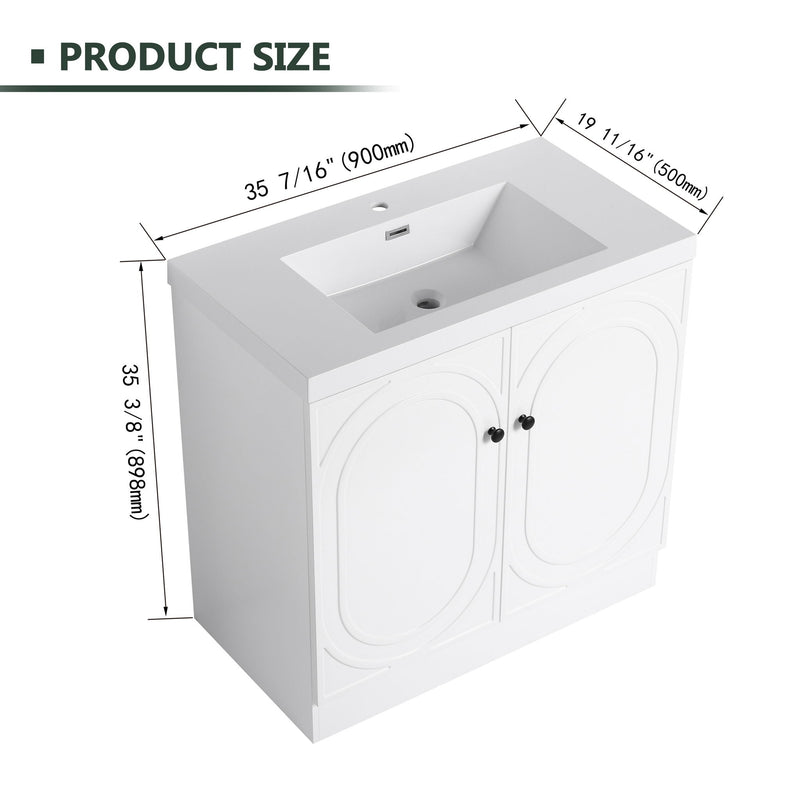 Contemporary Freestanding Bathroom Vanity With Resin Sink & Soft-Close Cabinet Doors
