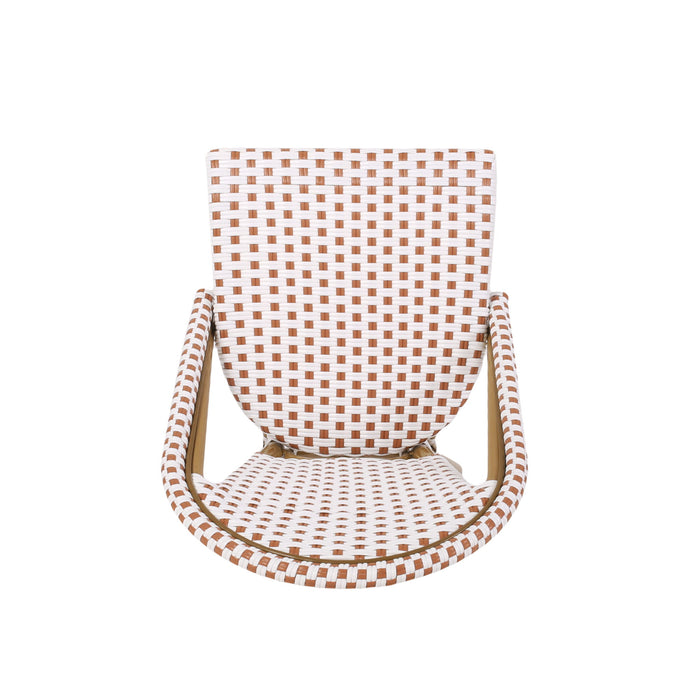 Outdoor Rattan And Aluminum French Bistro Chairs (Set of 2) Bamboo Print - Rust Red / White