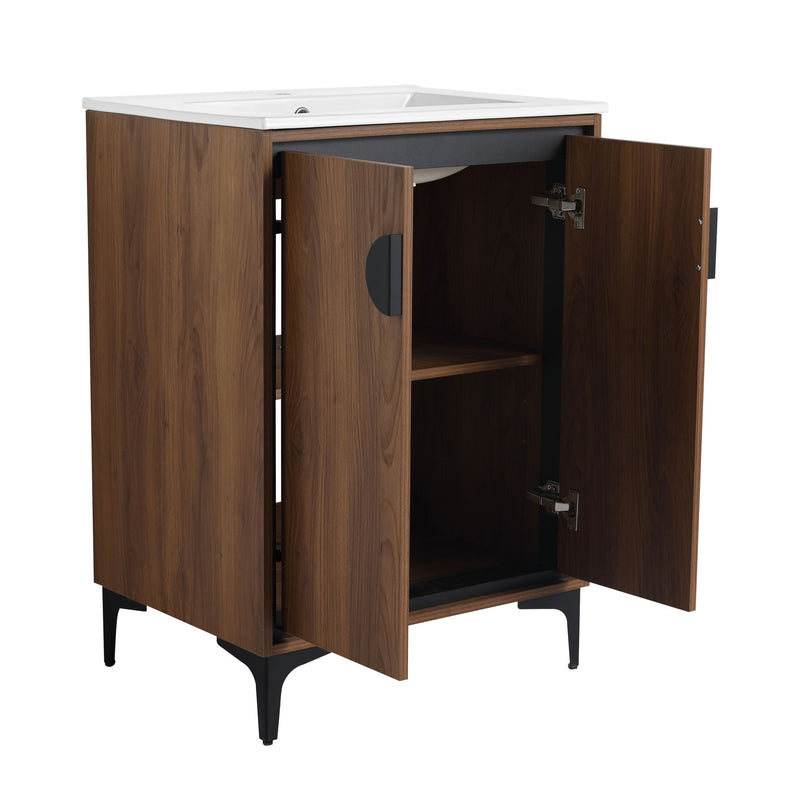 Modern Bathroom Vanity With Top Sink, Engineered Wood Storage Cabinet