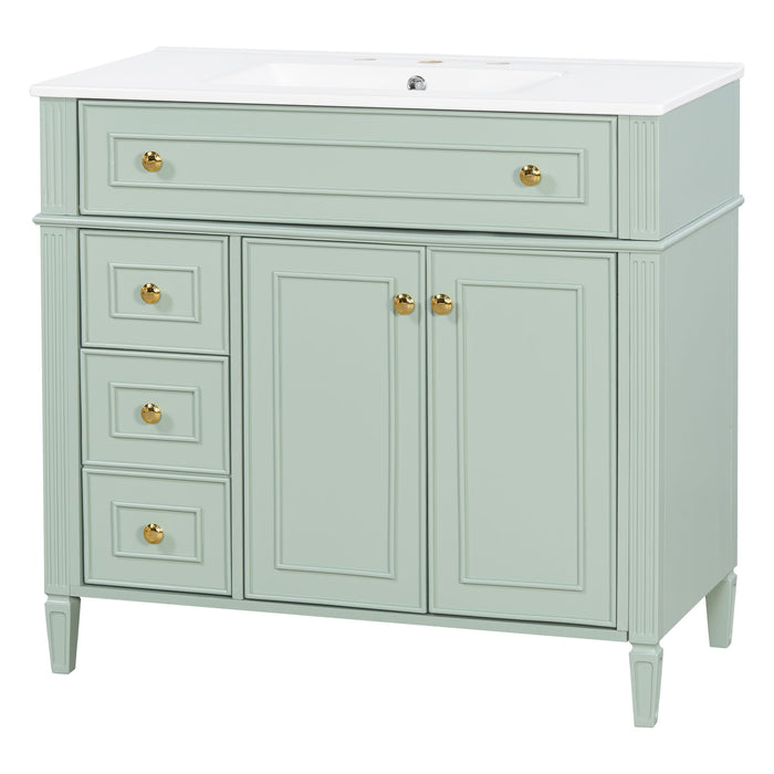 Bathroom Vanity With Sink, 3 Drawers & 2 Soft-Close Doors