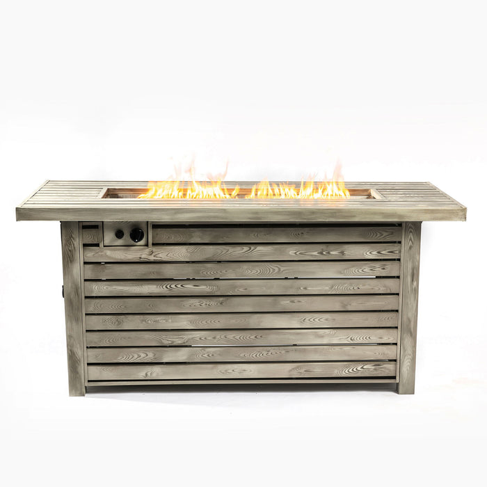 Propane Gas Fire Pit Table, 50000 Btu, Rectangular For Outside - Light Beige