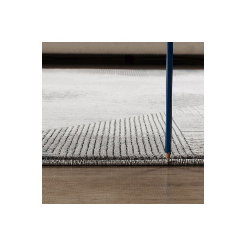 Geometrix - 5'3" X 7'3" Area Rug & Geometric, 3D Effect - Ivory / Gray - Polyester