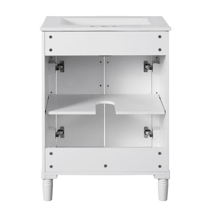 Bathroom Vanity With Integrated Sink, 2 Door Cabinet, Single Sink For Small To Medium Bathrooms