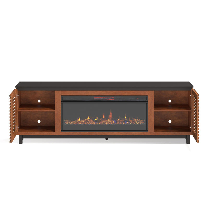 Graceland - Fireplace TV Stand Console For TVs Up To 100" - Black / Bourbon
