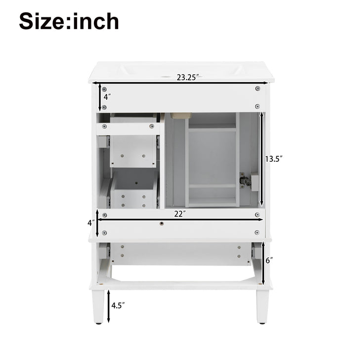 Bathroom Vanity With Integrated Basin, Soft Close Drawers, Door Mounted Double Layer Shelf