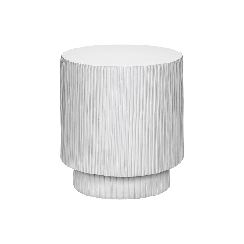 Round Accent Table, Indoor Outdoor - White