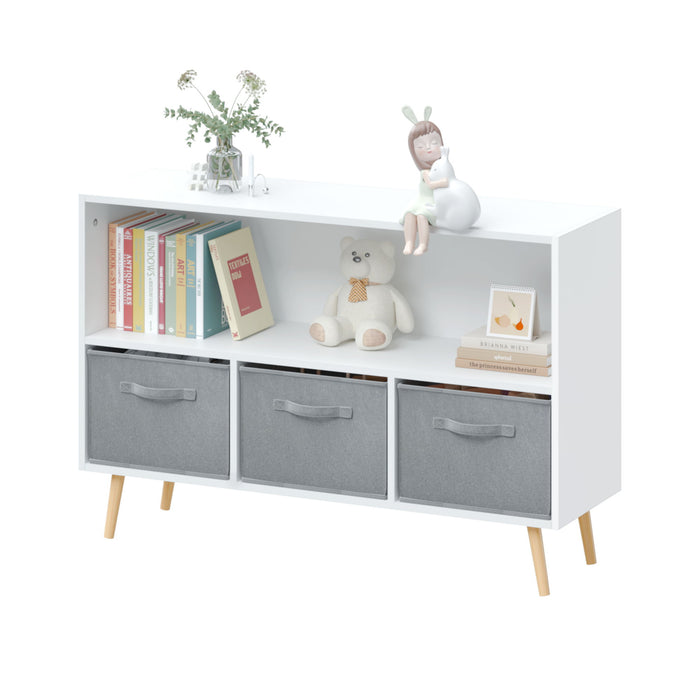 Bookcase With Collapsible Drawers, Book Display Organizer