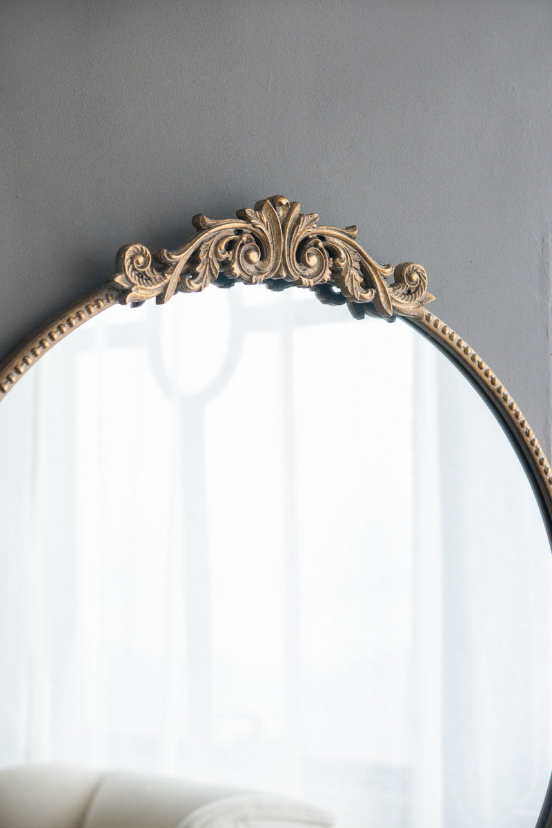 Classic Design Mirror With Baroque Inspired Frame For Bathroom, Entryway Console Lean Against Wall