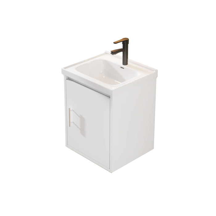 20" Floating Bathroom Vanity Combo With Wall Cabinet, Ceramic Sink & Soft Close Doors - White