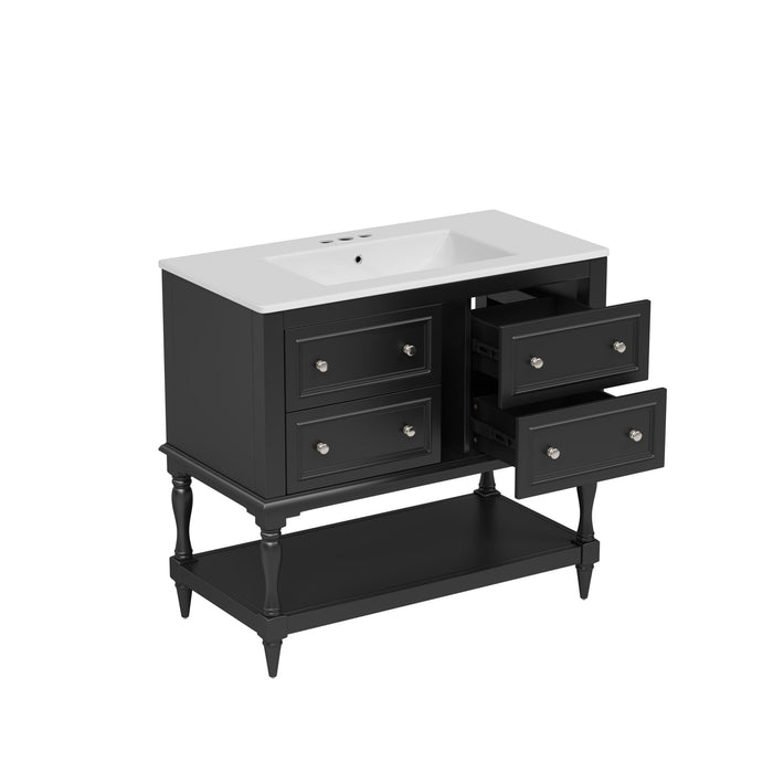 Bathroom Vanity With Medicine Cabinet, Storage Cabinet With 4 Drawers, Adjustable Shelf Mirror