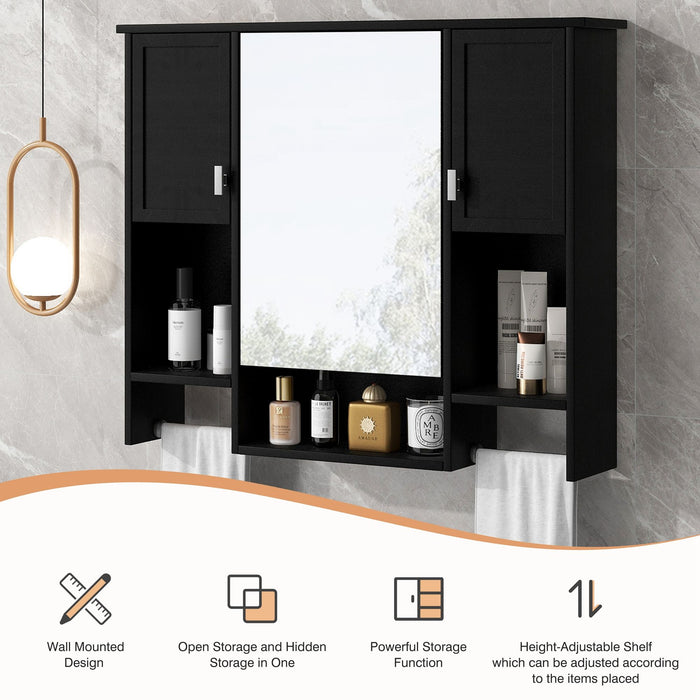 Wall Mounted Bathroom Storage Cabinet With Mirror, Medicine Cabinet With Towel Bar