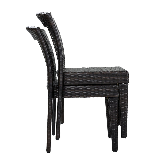 7 Piece Outdoor Patio Dining Set With Table & 6 Chairs - Brown / Brown Multi