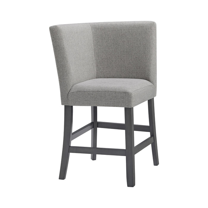 Seneca Counter Corner Bench with Upholstered Back and Grey Fabric