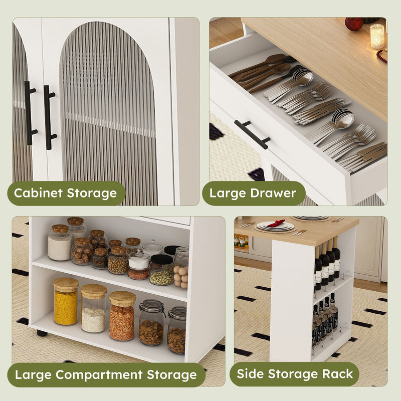 Expandable Kitchen Island With Power Outlet
