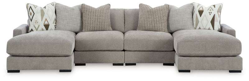 Aslan Court - 2 Pc. - 4-Piece Sofa Pit Sectional, Ottoman - Pebble