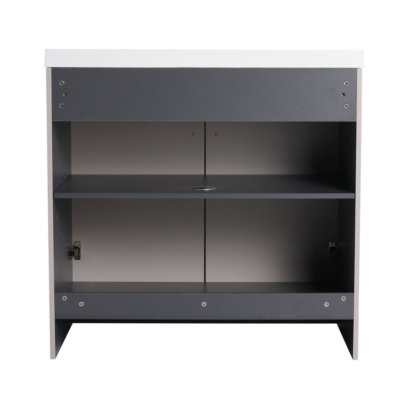 Contemporary Freestanding Bathroom Vanity With Resin Sink & Soft-Close Cabinet Doors