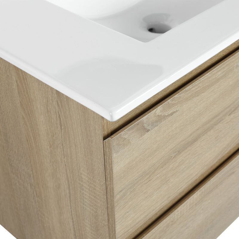 Wall Mounted Bathroom Vanity & Sink, 2 Soft Close Drawers