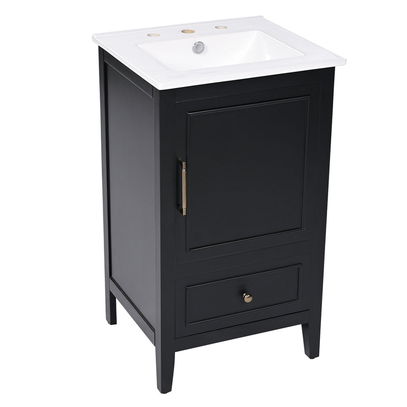 Modern Bathroom Vanity With Sink, Cabinet Storage, Drawer & Adjustable Feet