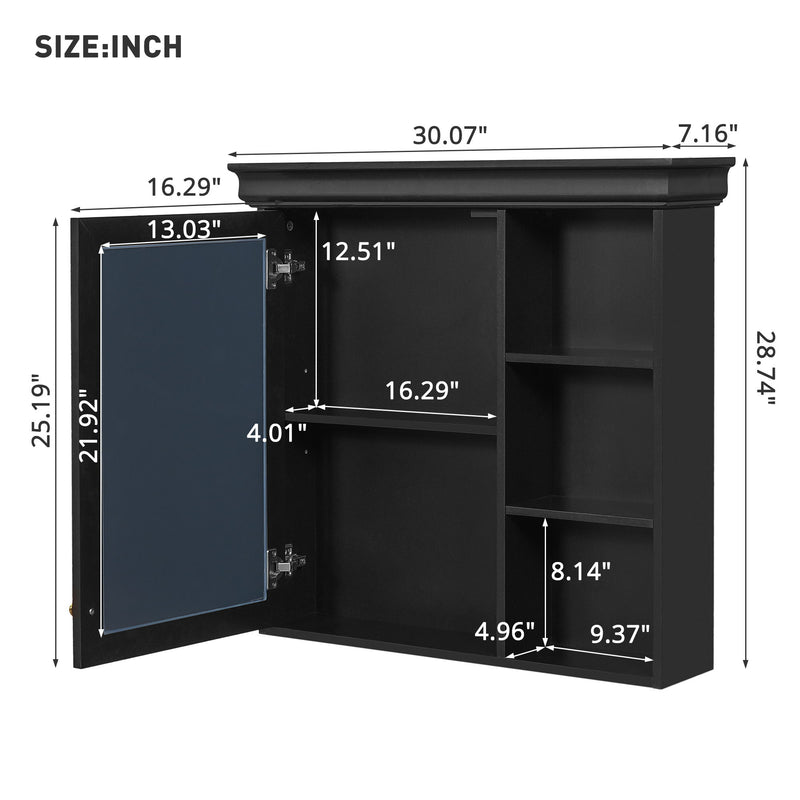 Wall Mounted Bathroom Medicine Cabinet With Mirror And Adjustable Storage With Soft Close Hinges